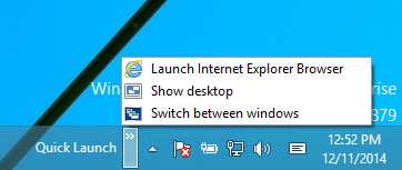 quick launch toolbar in Windows 10