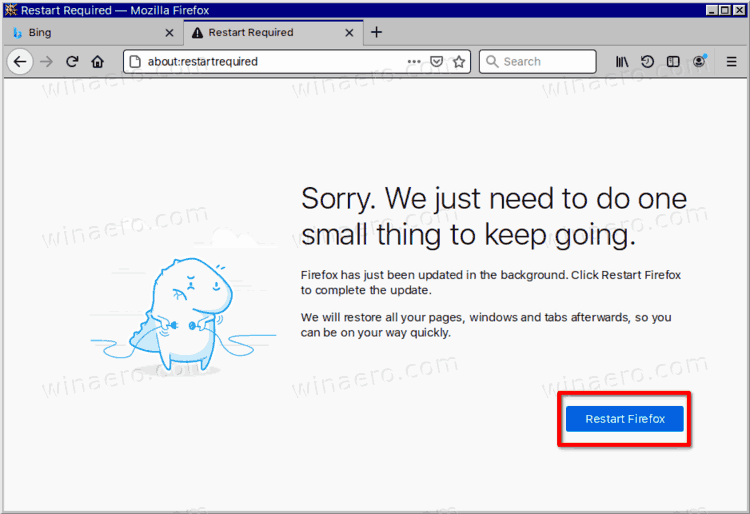 Firefox Restart From The System Page