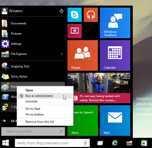 Run as Administrator in Windows 10