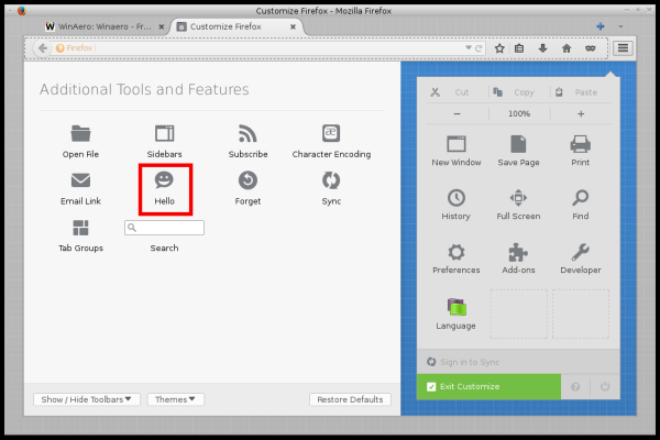 firefox hello button