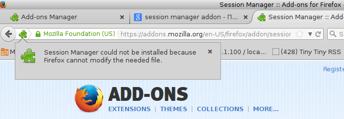 Firefox 35 can't install add-ons and extensions