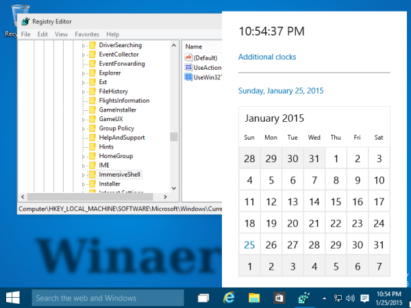 Date and Time in Windows 10 Build 9926