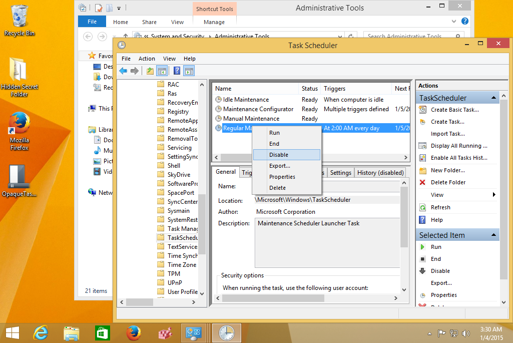 Disable Automatic Maintenance in Windows 8