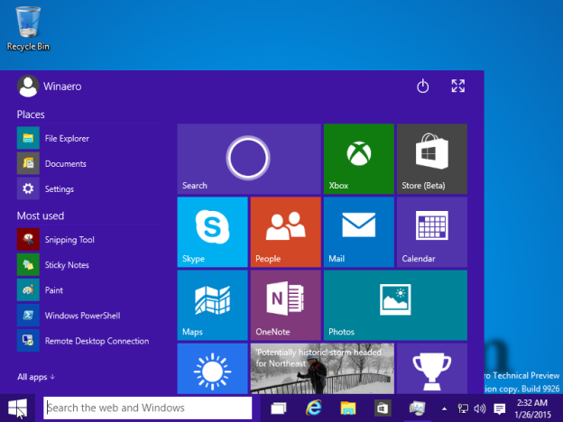 Resizable Start menu from 9879 - get in Windows 10 build 9926