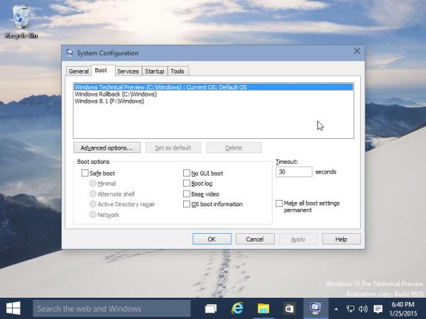 вкладка загрузки Windows 10