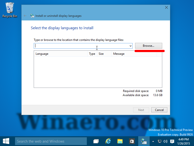 Как установить языковой пакет windows 10 cab