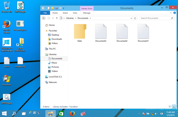 default library view in windows 10