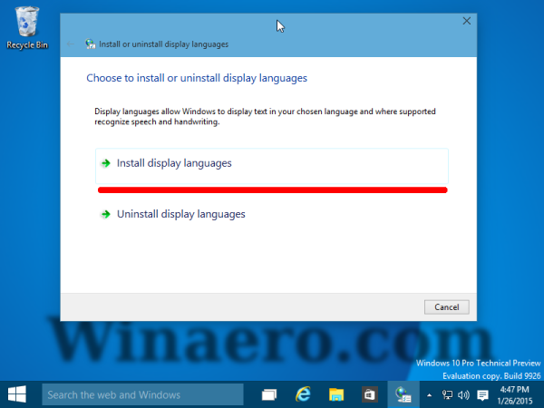 установить языковой пакет Windows 10