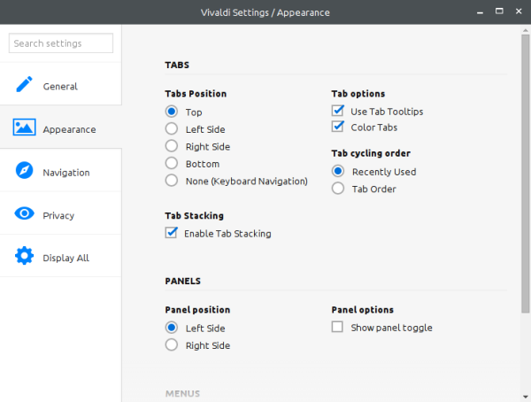 vivaldi tab settings