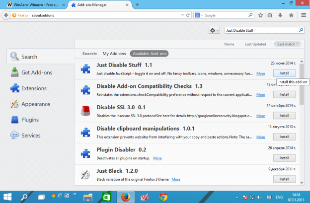 Firefox - disable javascript and images with a single click