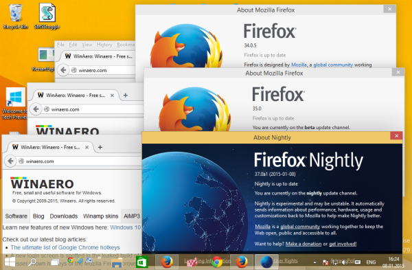 different firefox versions simultiously
