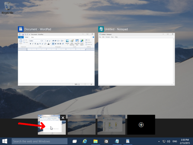 Move window to another Desktop in Windows 10