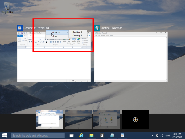right click inactive desktop window windows 10