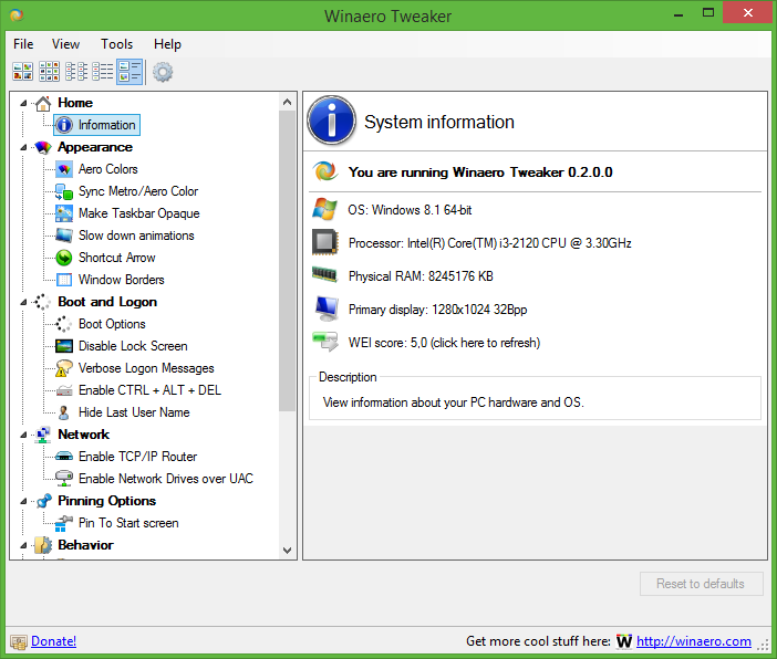 Winaero Tweaker 1.55 for windows instal
