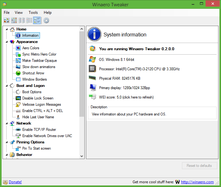 Winaero Tweaker 1.55 download the last version for windows