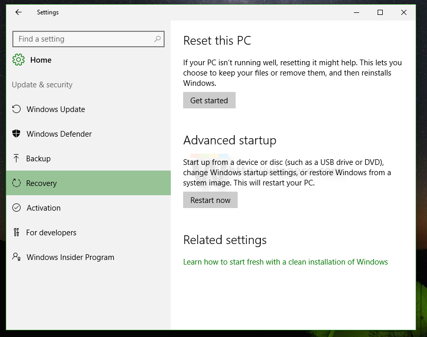 Access Windows 10 Advanced Startup Options Quickly 1225