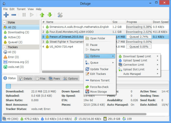 deluge torrent freezing windows 10