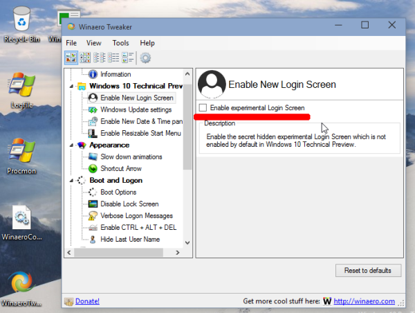 disable new  login screen windows 10 build 10041