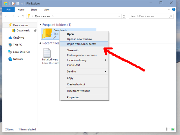  Windows 10 remove frequent folders from Quick Access 