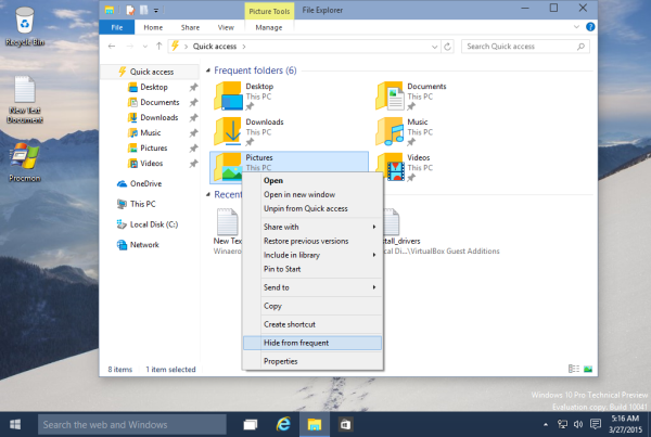 windows 10 hide from frequent