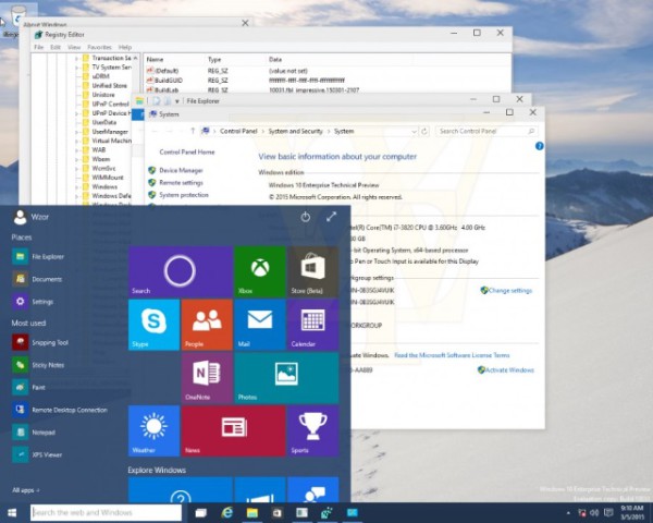 windows 10 start menu transparency