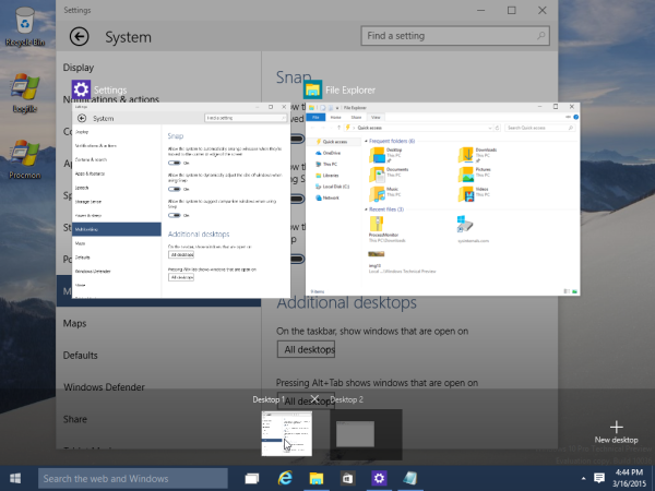 windows 10 two desktops