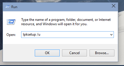 Windows 10 run lpksetup