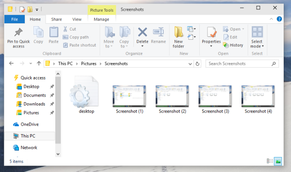 Windows 10 screenshots folder