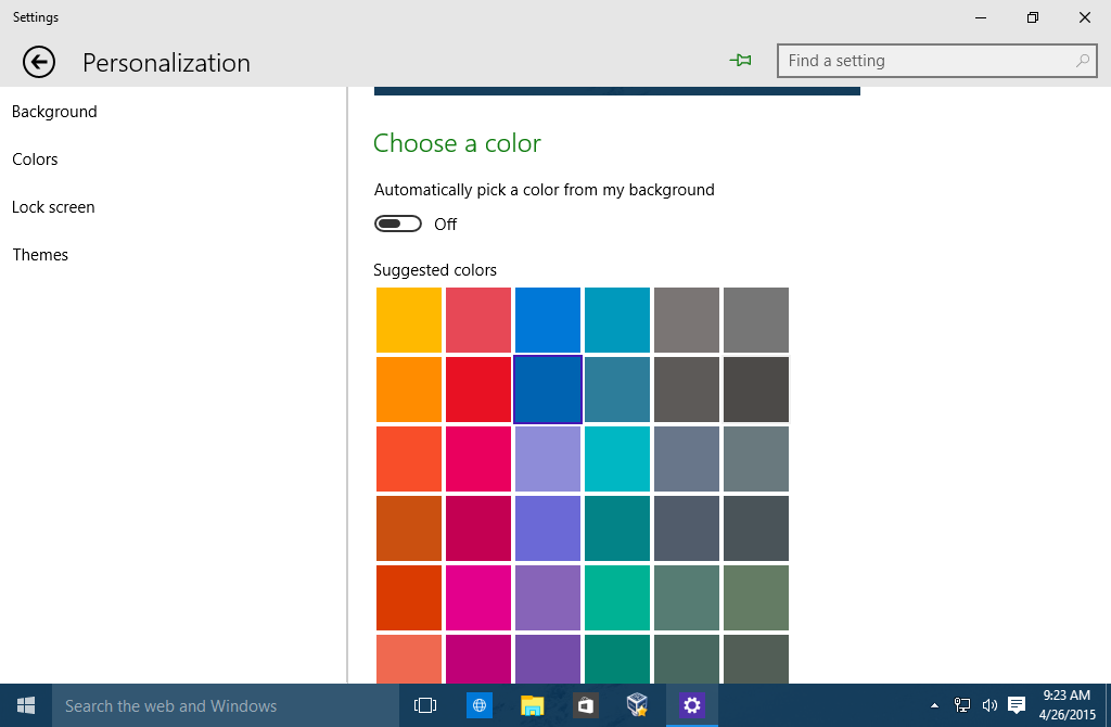 change color of taskbar windows 10
