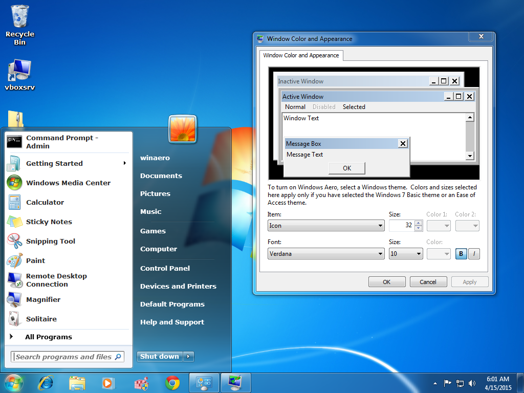 How to change font of the Start menu in Windows 7