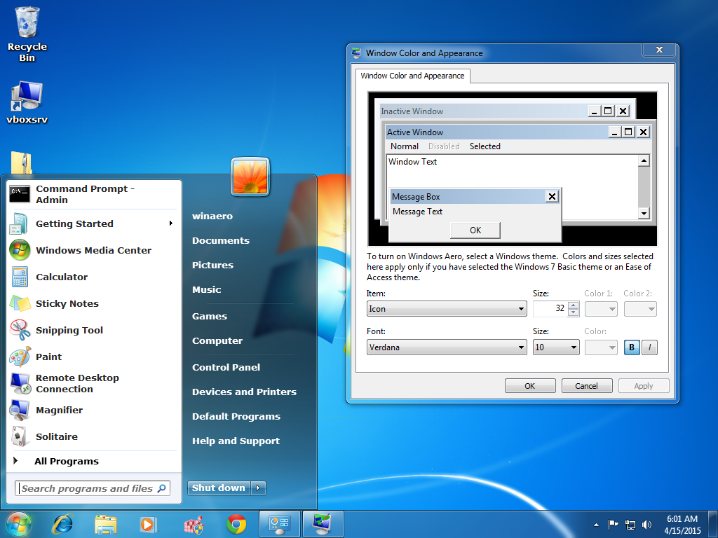 change system font windows 7