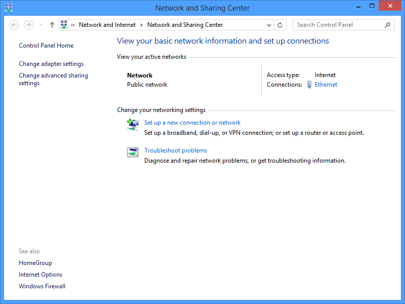 changing network type in wi dows 8