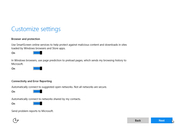 windows 10 10074 changed setup program privacy 2