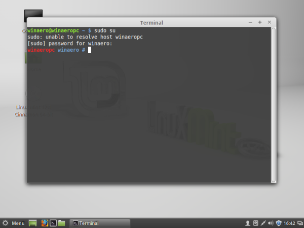 Linux mint root terminal