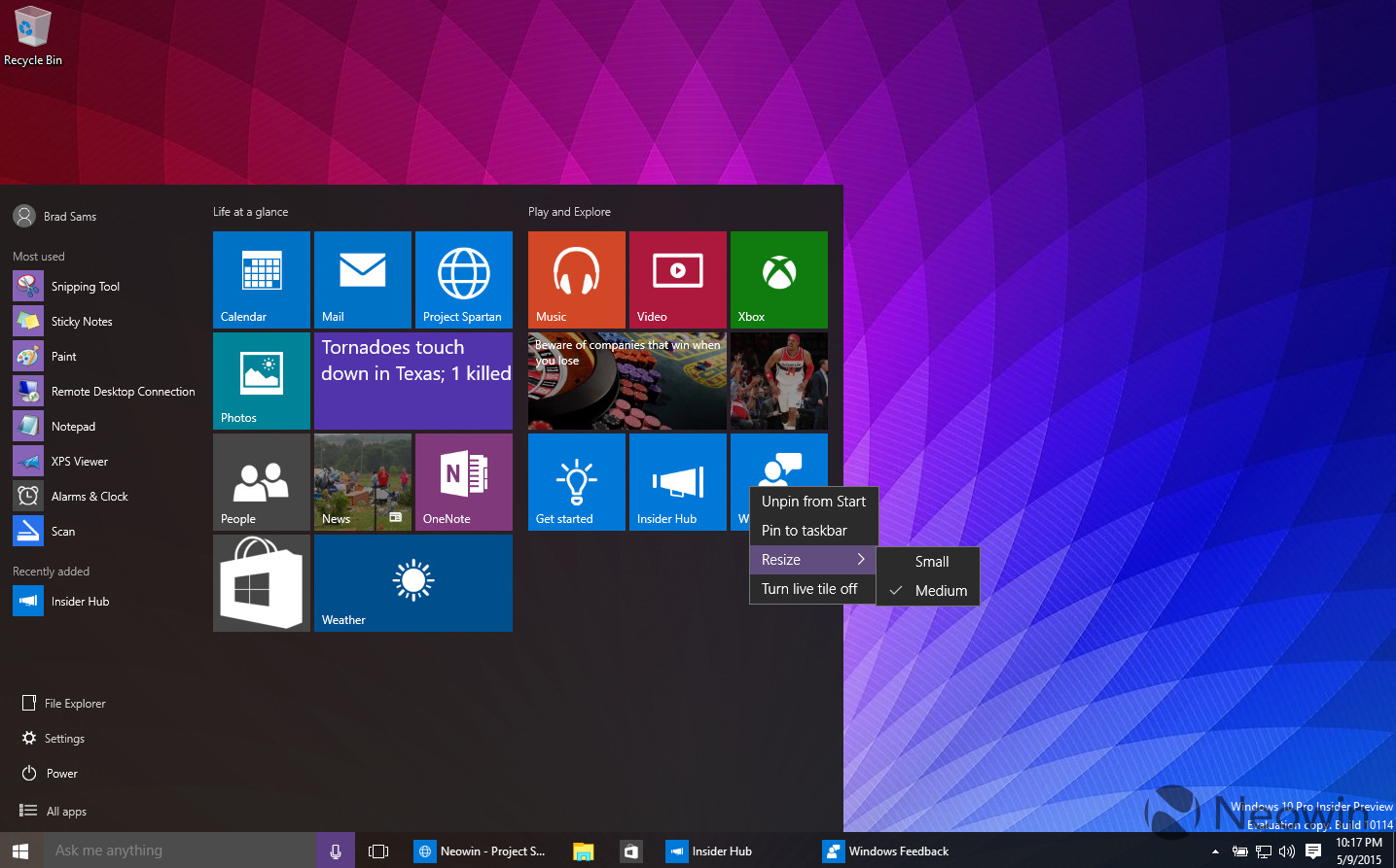 windows 10 start menu