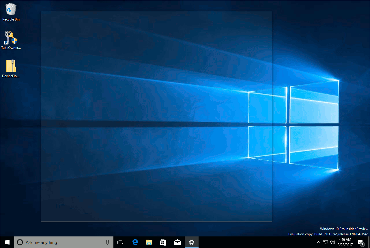 Windows 10 Creators Update Aero Peek