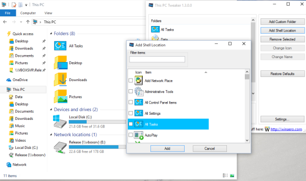 Windows 10 add shell location
