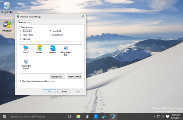 Значки классического внешнего вида Windows 10