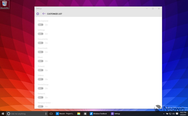 Windows 10 customize start menu items