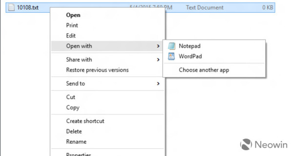 windows 10 build 10108 context menus