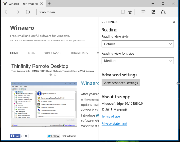 What is new in Microsoft Edge in Windows 10 build 10158