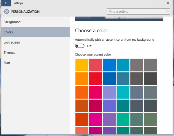 Windows 10 personalization manual colors