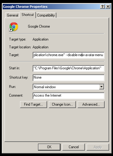 google chrome 44 кнопка отключения профиля кнопка