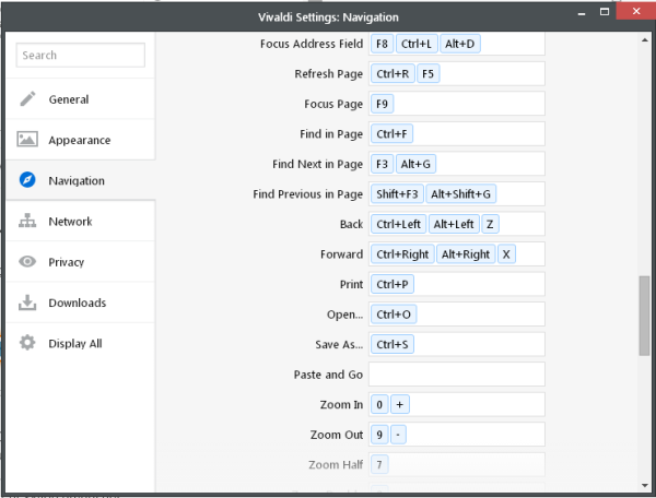 vivaldi hotkeys