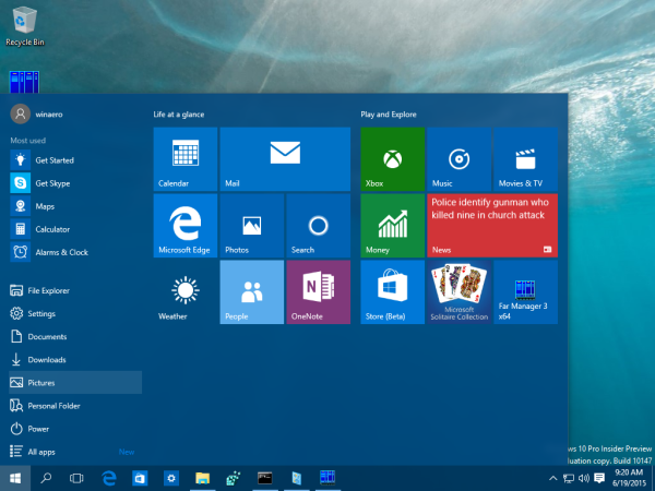 windows 10 build 10147 start menu