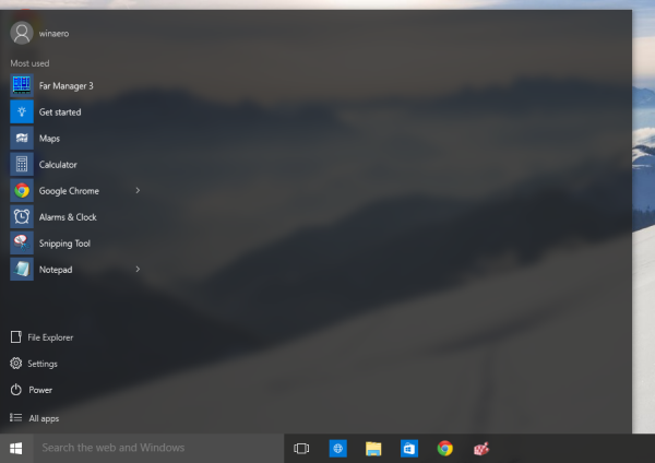 windows 10 start menu all unpined