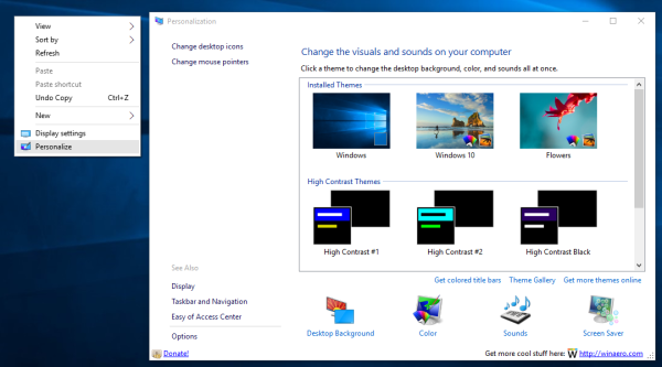 Personalization in Windows 10