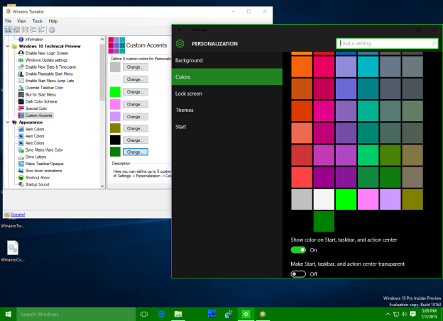 Add custom colors in Settings app of Windows 10