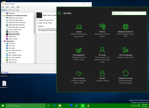 Winaero Tweaker Dark Color Scheme