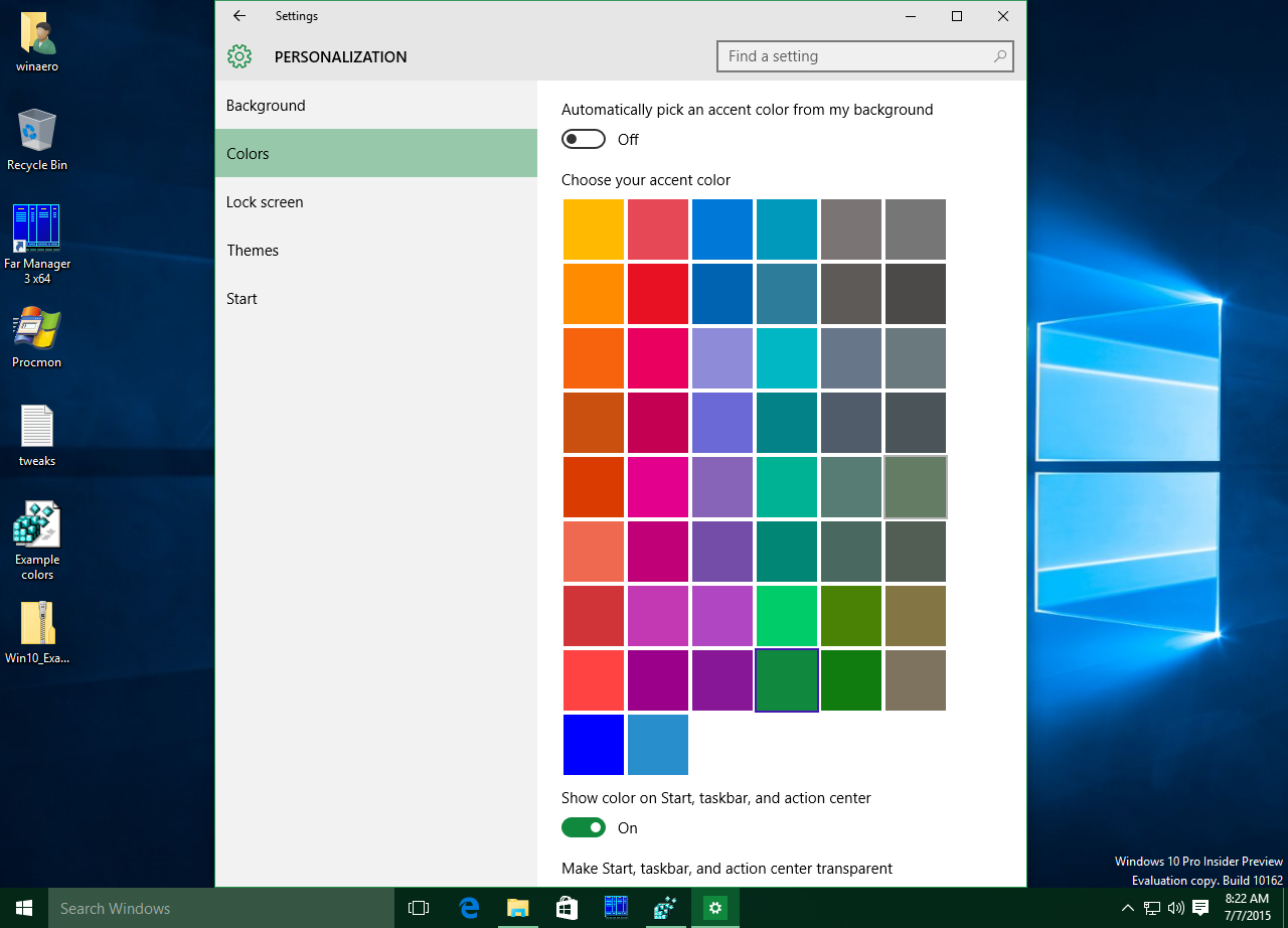 Windows 10 make taskbar opaque